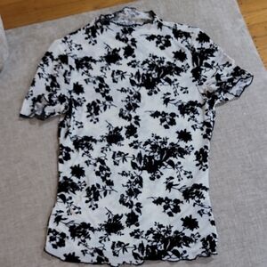 Floral Black and White Fitted Shirt